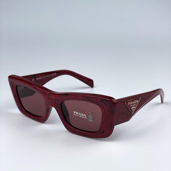 NEW Prada PR13ZS 15D08S Etruscan Marble Red Dark Violet Cat Eye Women Sunglasses - Picture 8 of 11